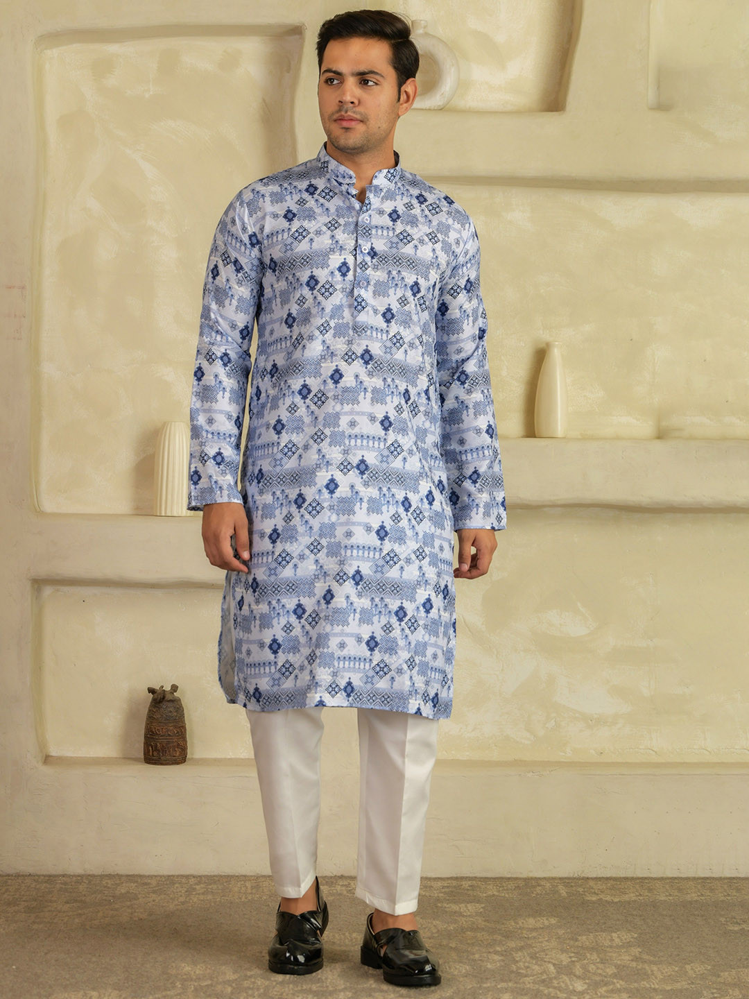 LEMONX Men Printed Kurta with Pyjamas