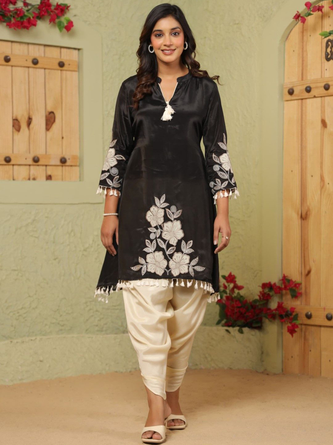 AUTUMN LANE Sera Jade Embroidered Tunic With Dhoti Pant Co-Ords