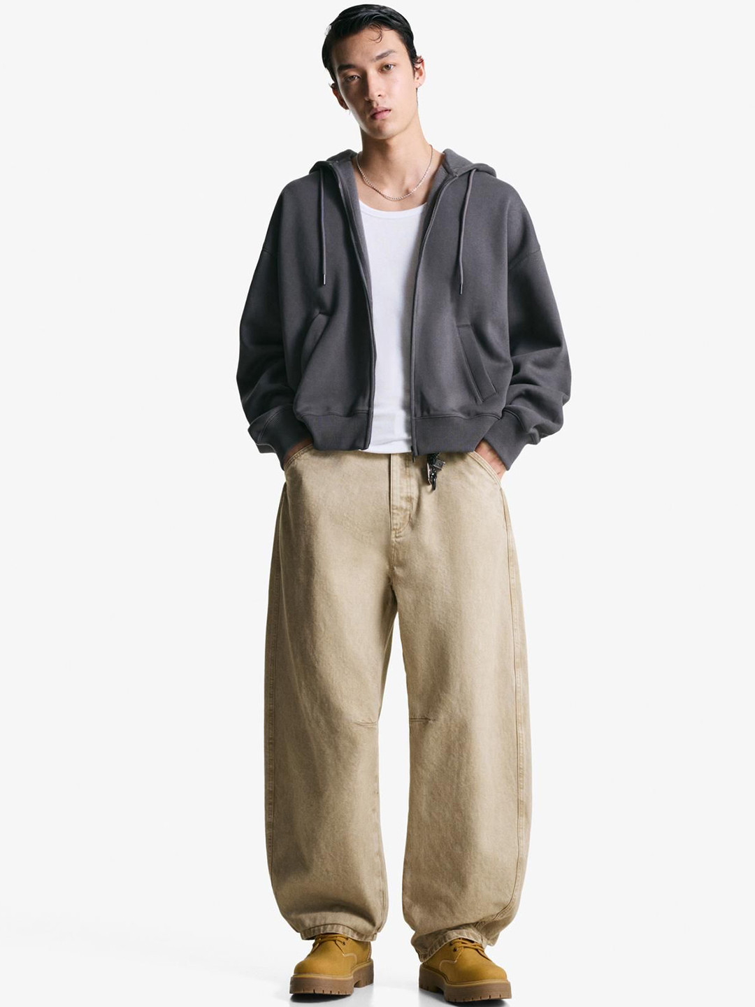 Bershka Barrel Pure Cotton Trousers