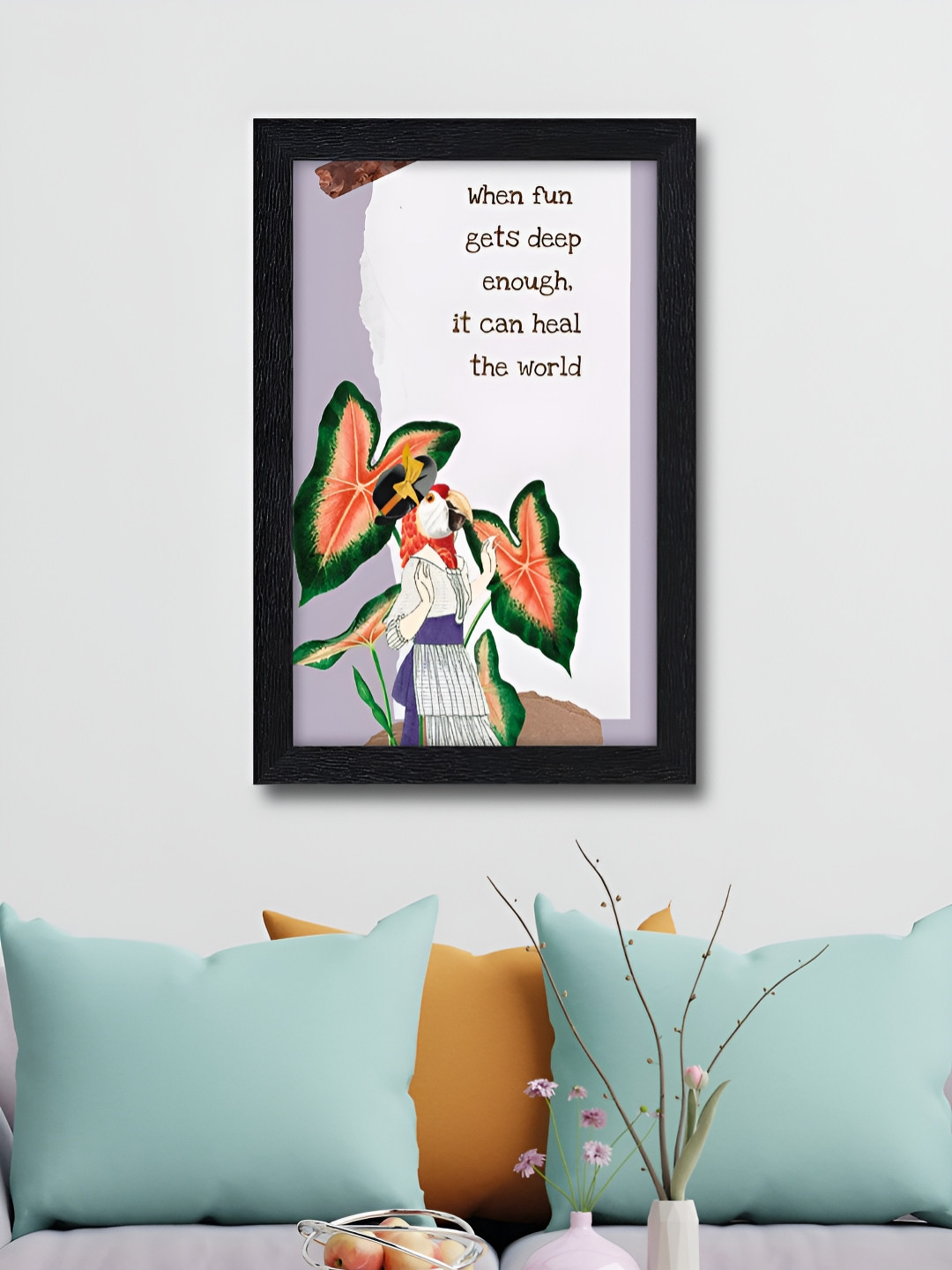 RANDOM Purple & Green Inspirational Quote Printed Synthetic Wood Wall Frame