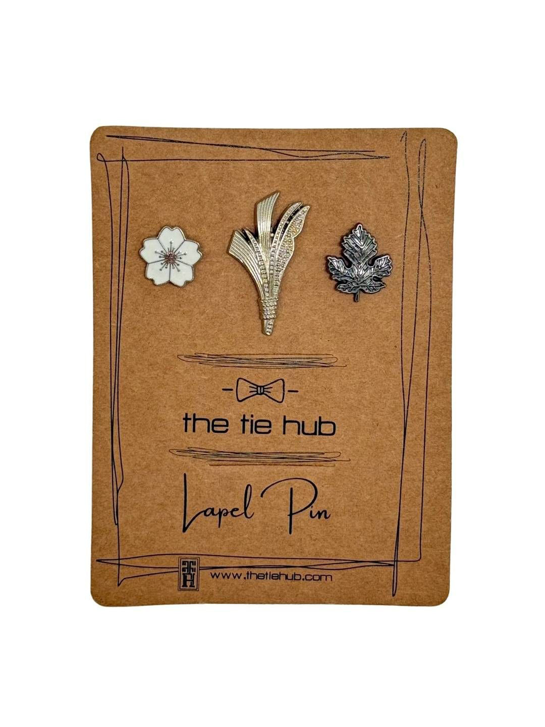 The Tie Hub Men Set Of 3 Leaf & Blossom Minimal Brooches