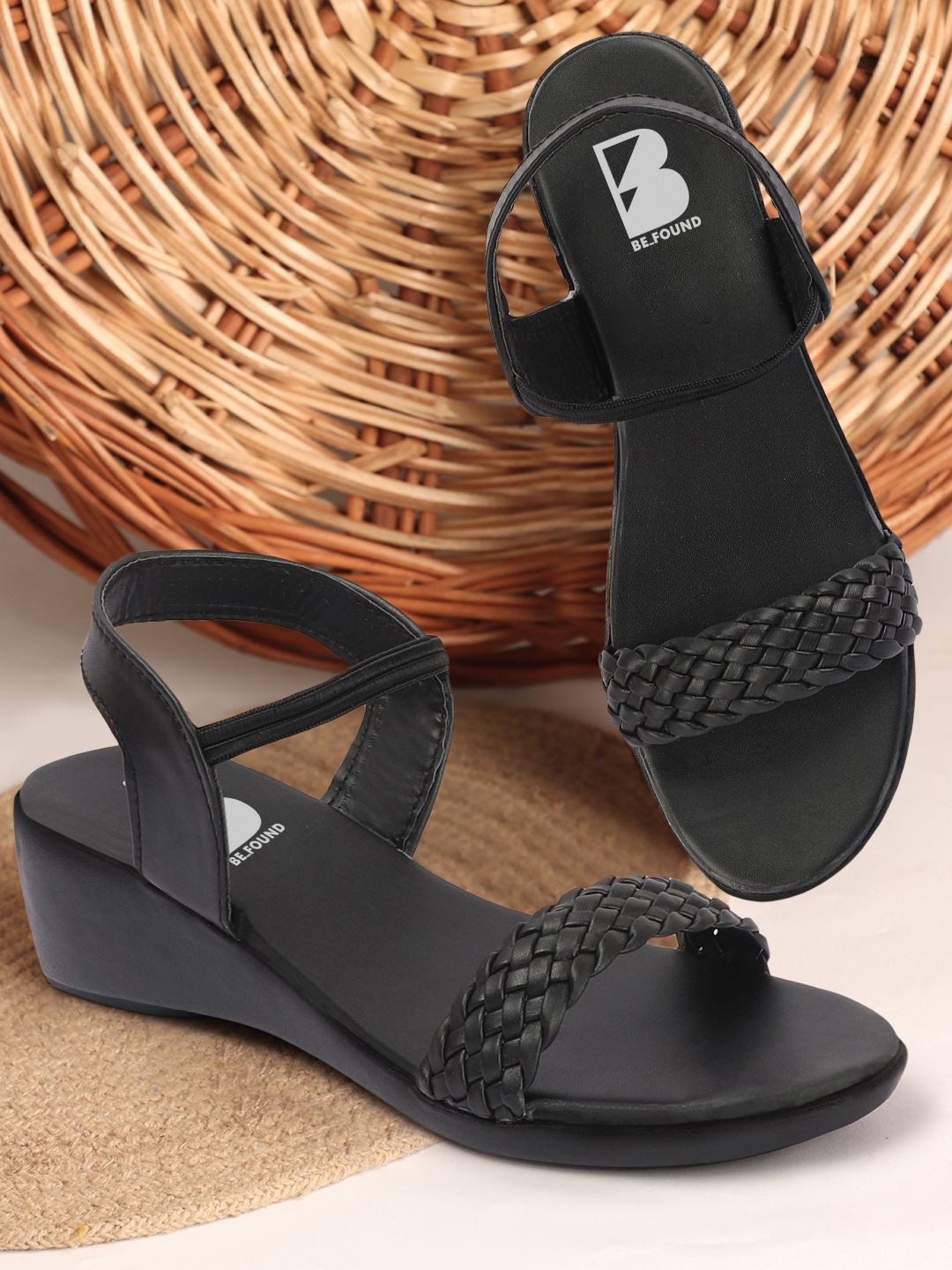 Be Found Women Woven Design Wedge Heel Open Toe Sandals