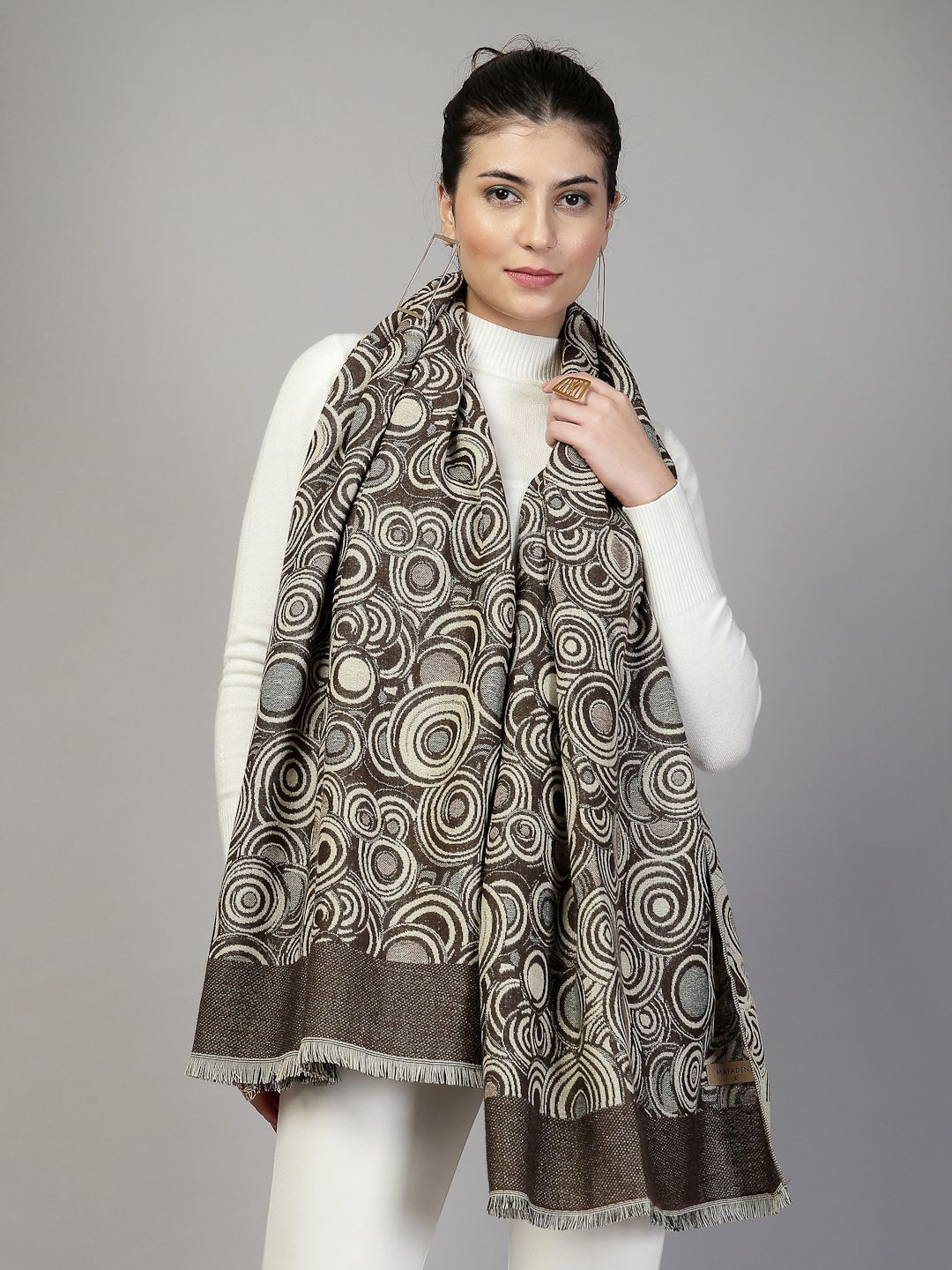 Mafadeny Women Circle Pattern Winter Wool Scarf