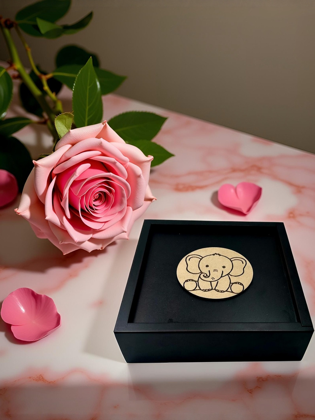 Angira handicrafts Brown Square Wooden 4 Section Handicraft Multi-Utility Dry Fruit Box