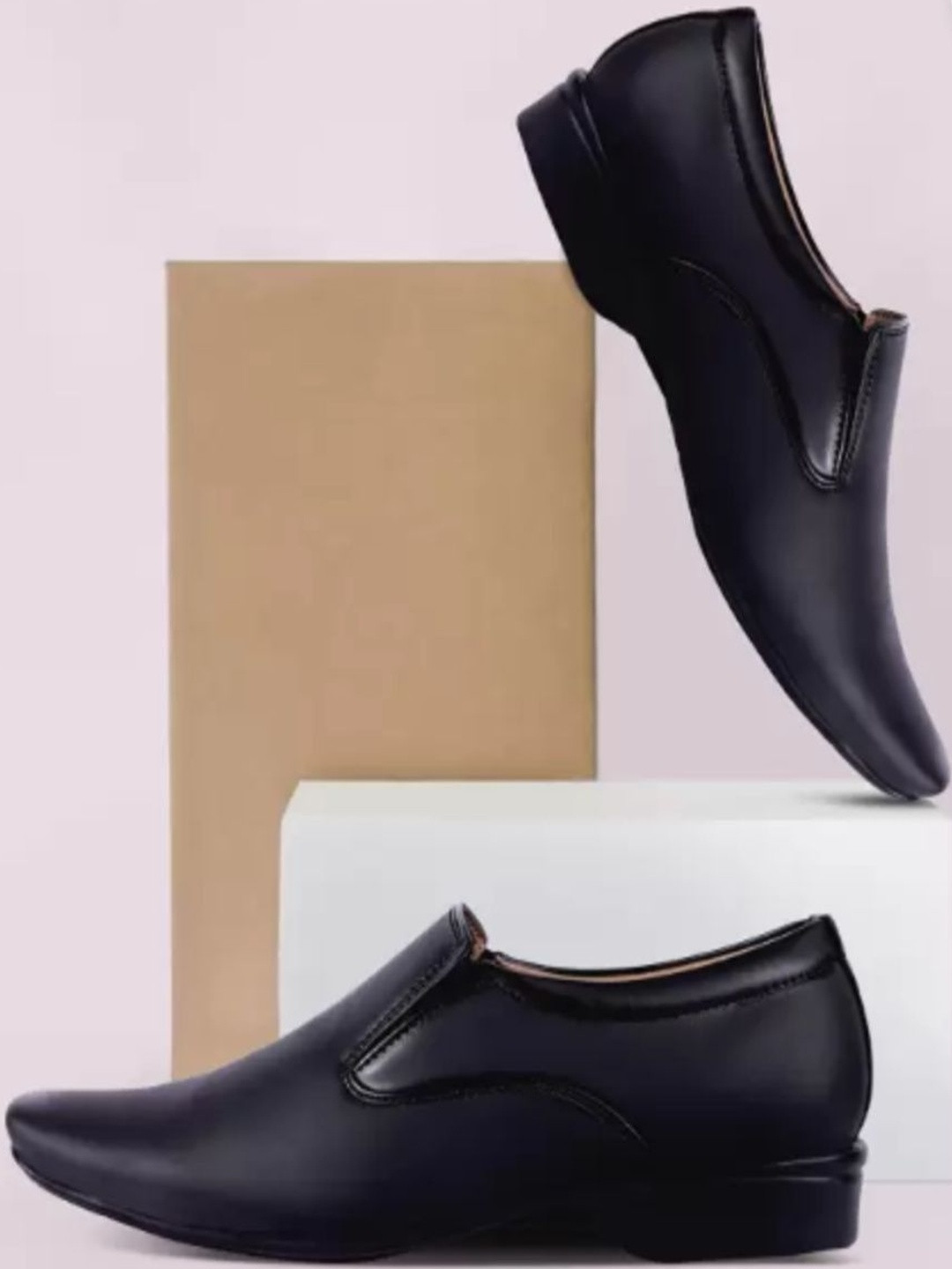 Aaeshu Men Black Synthetic Leather office wear comfort stylish lightweight formal shoe