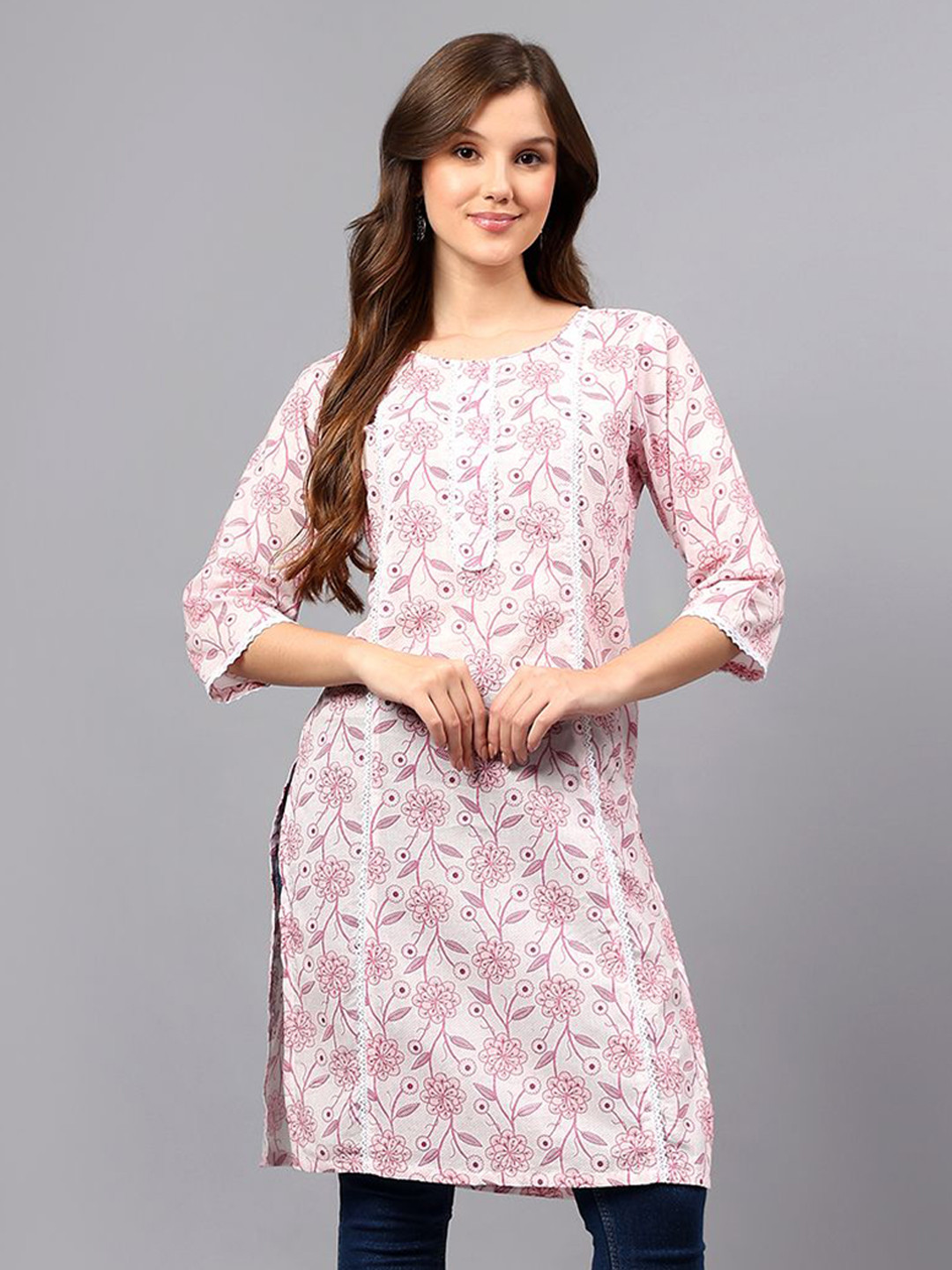 ZARISTAA Paisley Printed Pure Cotton Straight Kurta