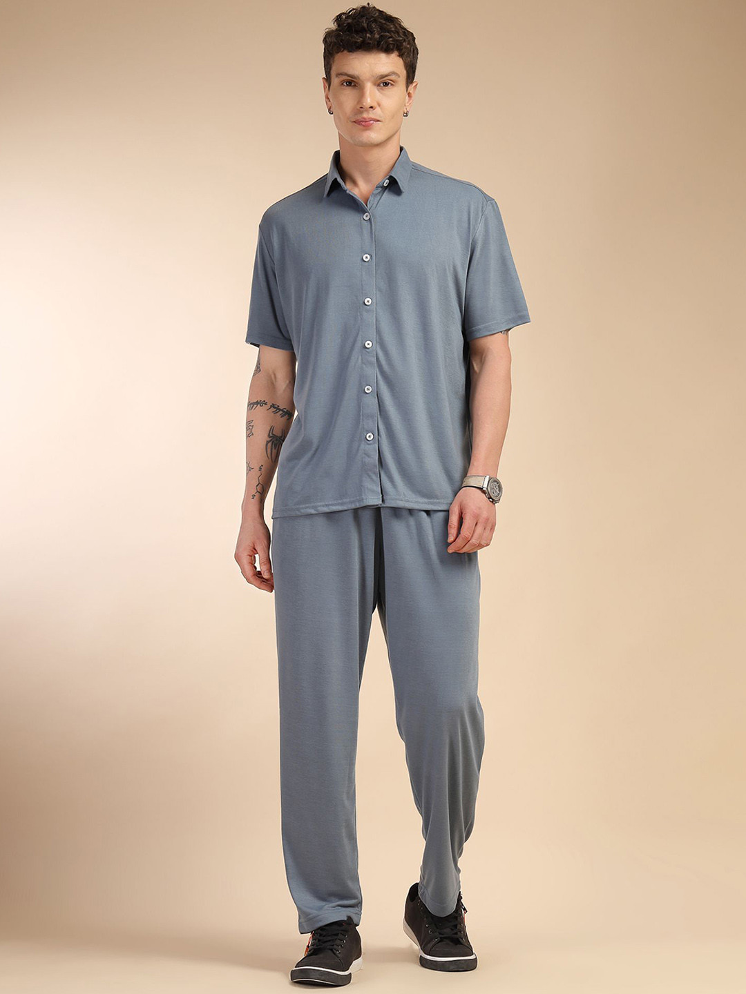 Thomas Scott Shirt Collar Neck Shirt With Joggers