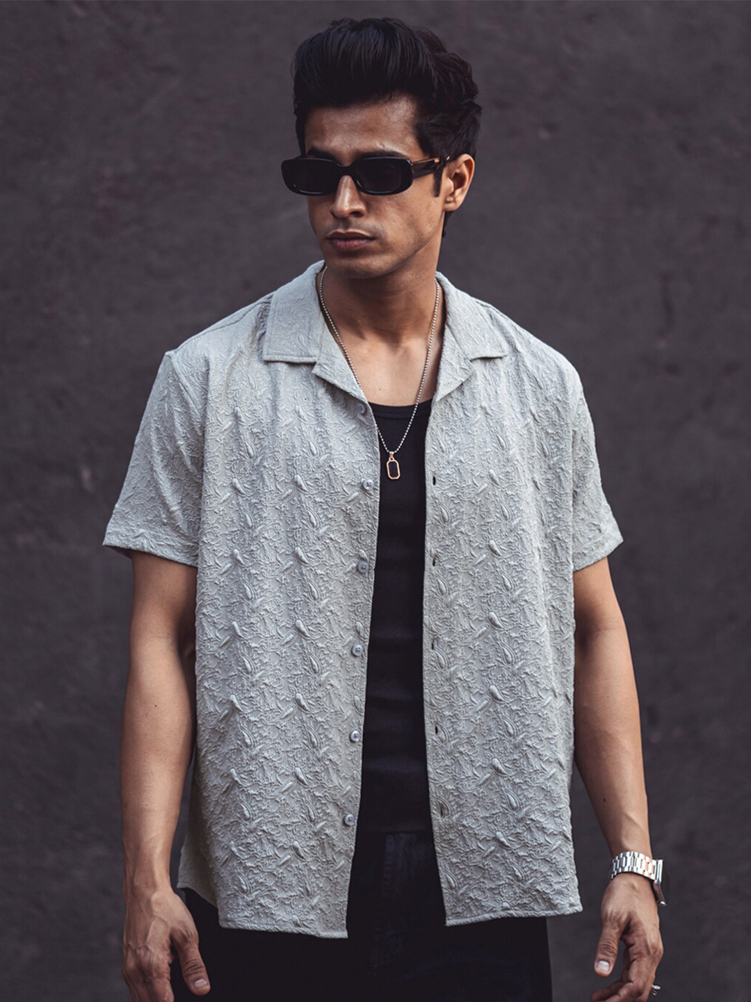 Powerlook Self Design Casual Shirt