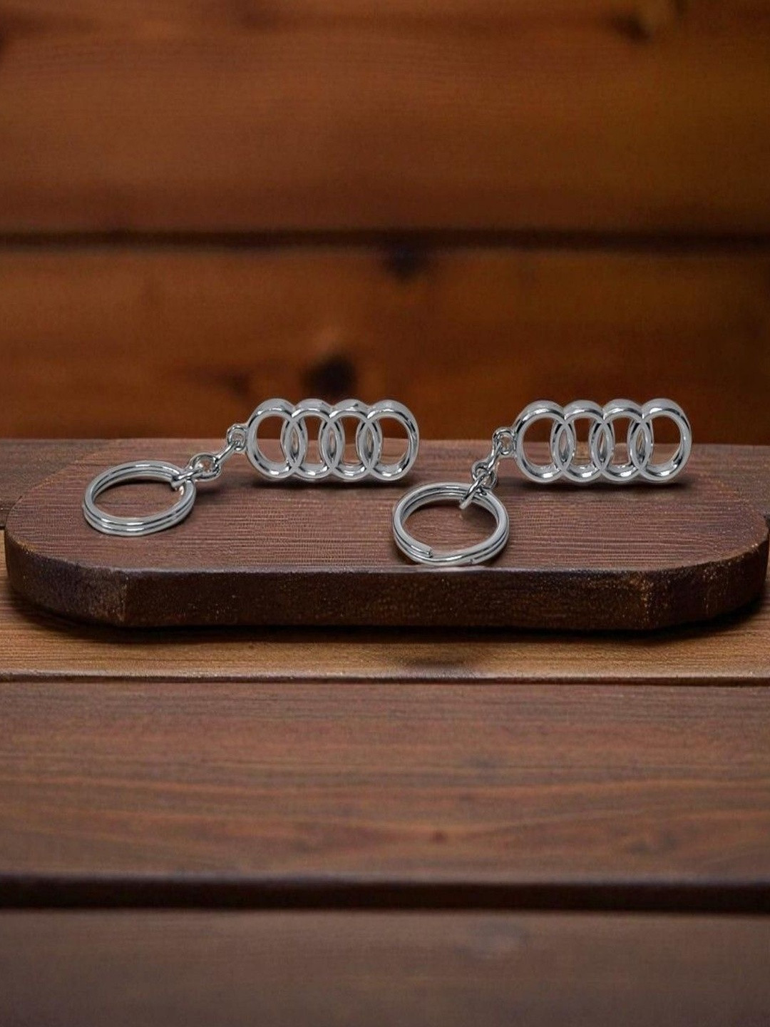 ADOREAL Pack of 2 Silver Toned Audi Steel Keychain