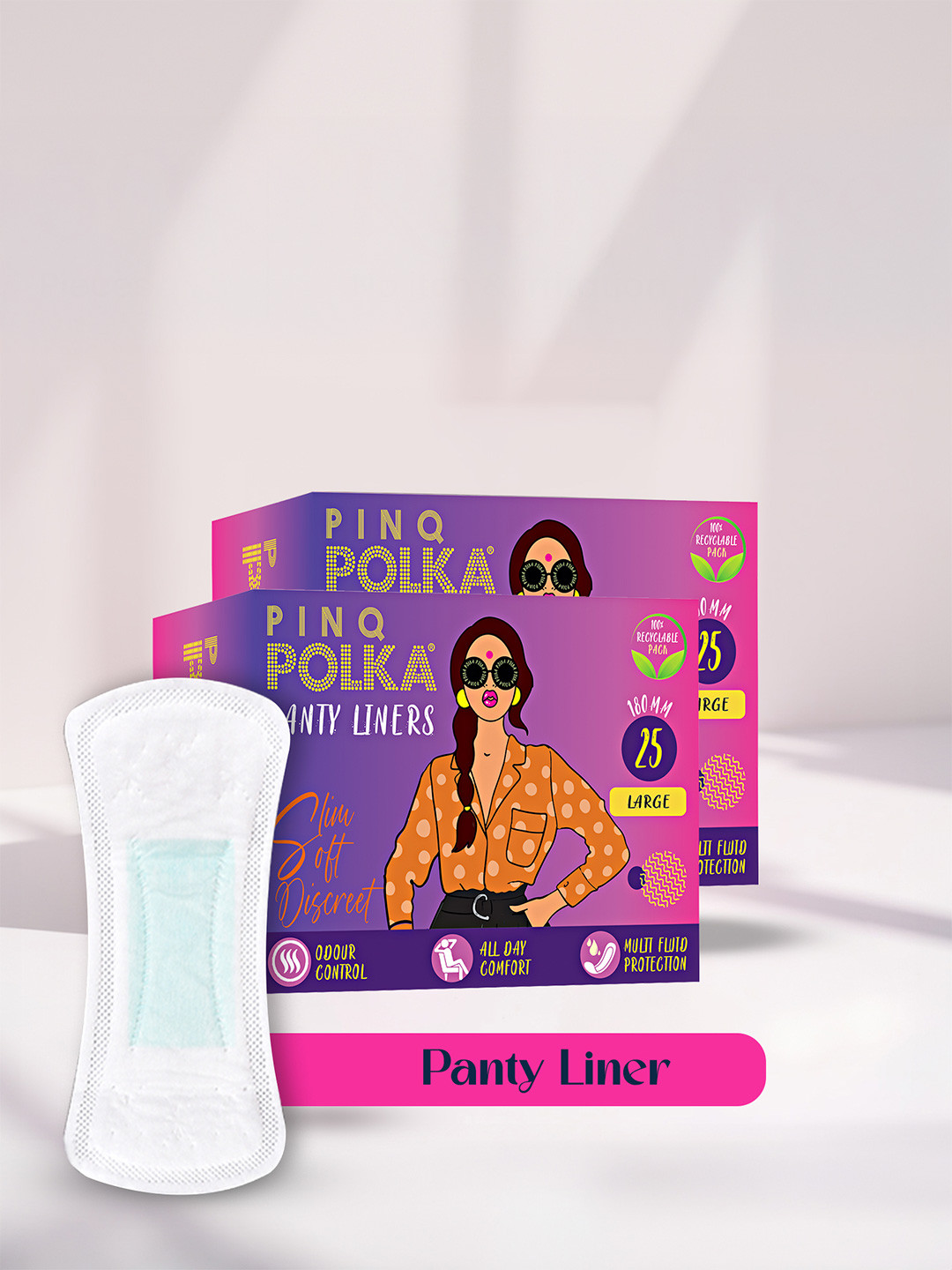 PINQ POLKA Set of 2 Premium Organic Ultra Pantyliners - 25 Pcs Each