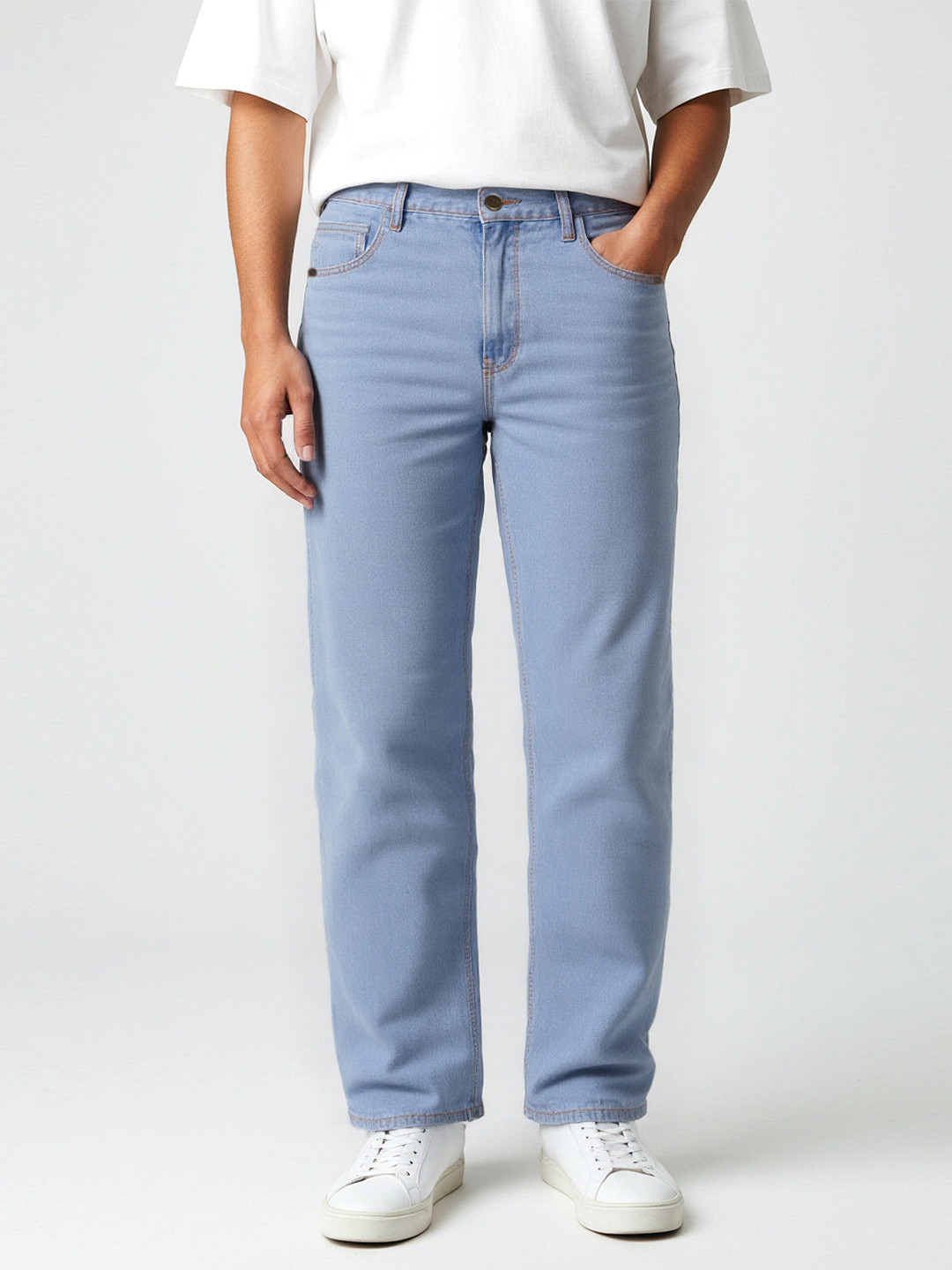 glitchez Men Straight Light Blue Jeans