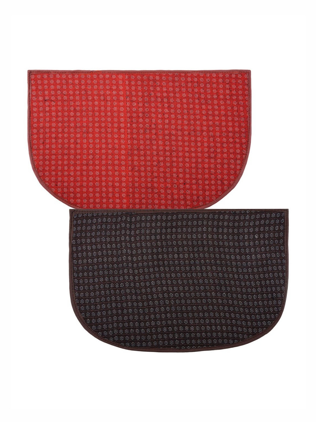 Aura Red & Brown 2 Pieces Wool Anti-Skid Doormats