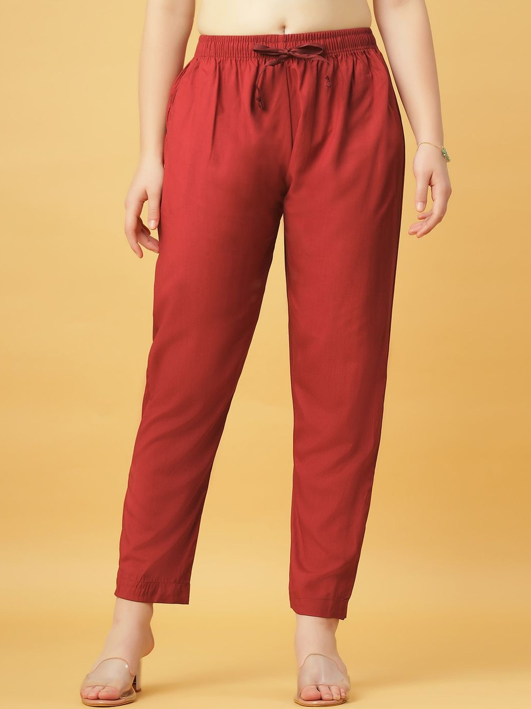 GANIX FASHION THAT DEFINE YOU Women Straight Fit High-Rise Trousers