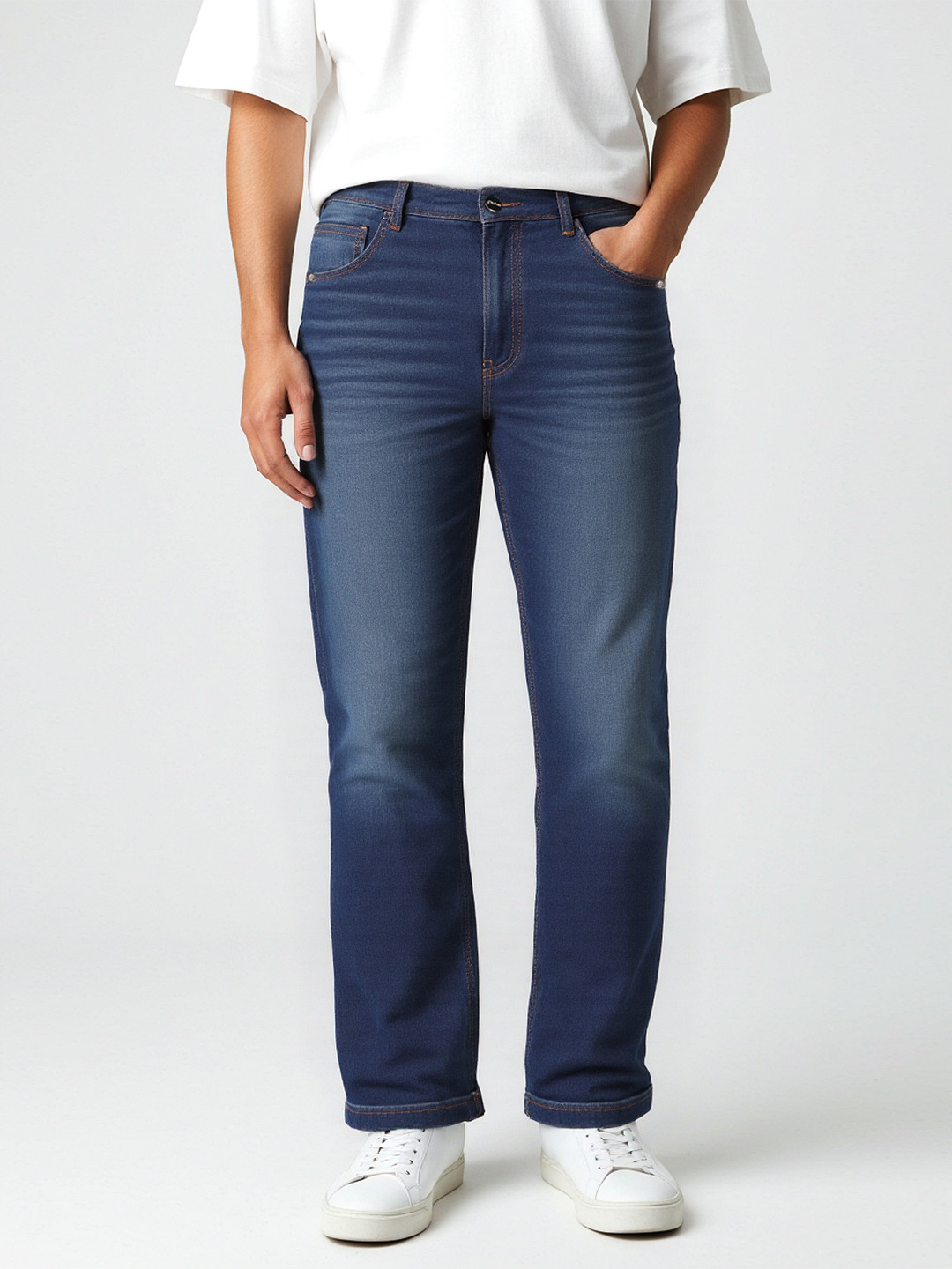 glitchez Men Wide Leg Light Fade Jeans