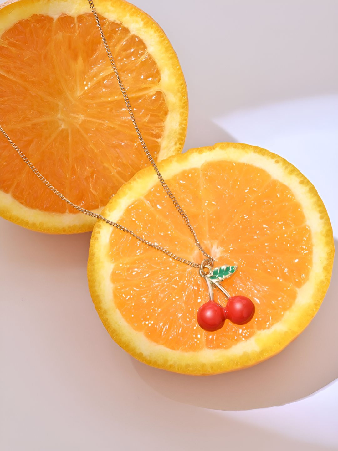 ToniQ Gold-Plated Cherry Charm Minimal Necklace