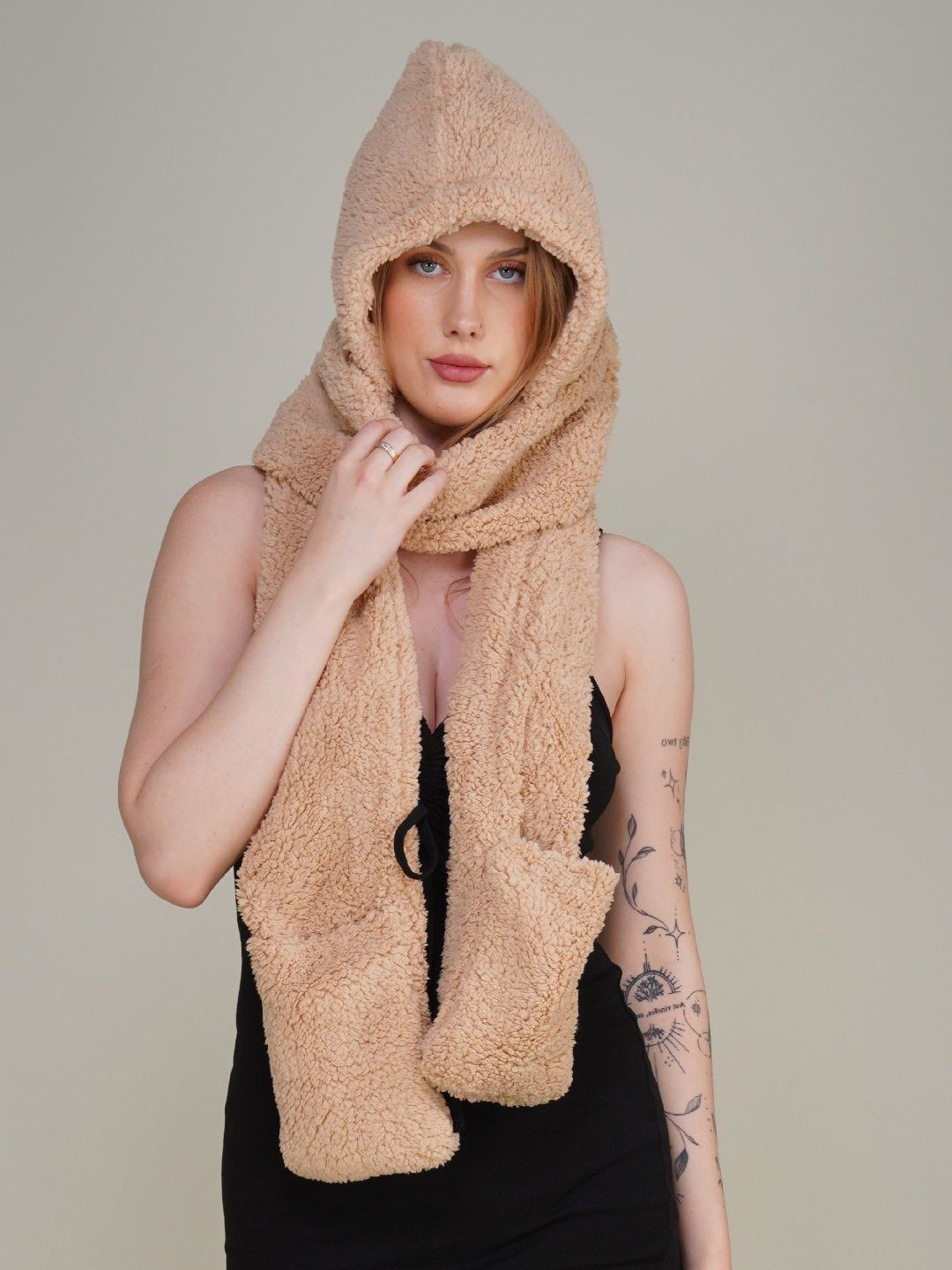 Poftik Women Self Design Winter Warm Cap Wool Scarf Ear Cap & Glove