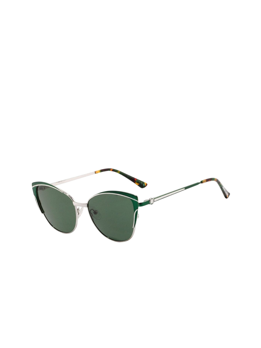 First Lens Unisex Green Lens & Silver-Toned Cateye Sunglasses C10404