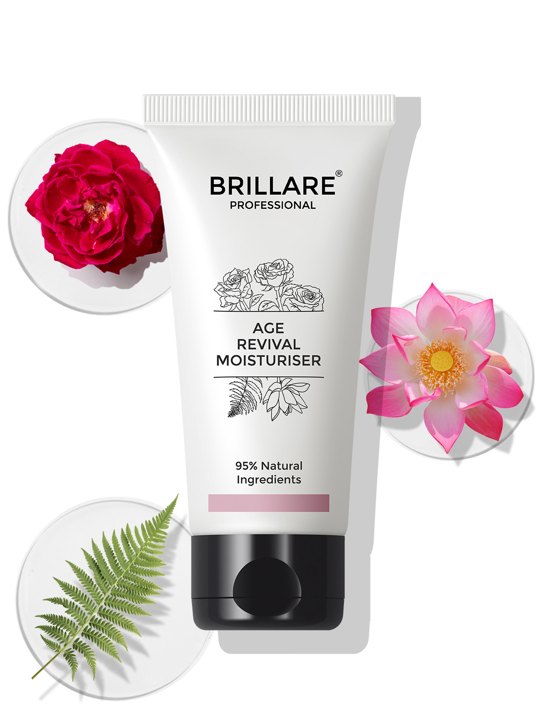 BRILLARE   Age Revival Moisturiser for Ageing Skin with Rose Lotus & Tree Fern - 50ml