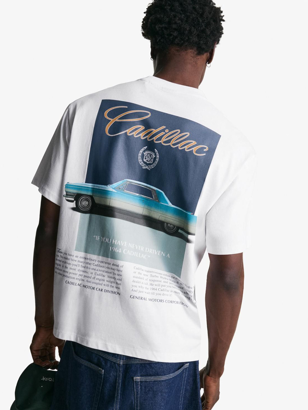 Bershka Short Sleeve Cadillac Print Pure Cotton T-shirt