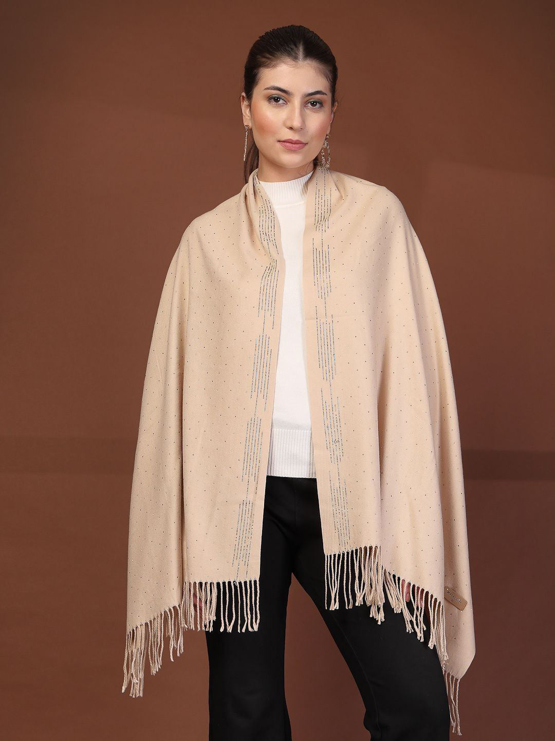 Mafadeny Women Shawl with Shine Dots & Tassels