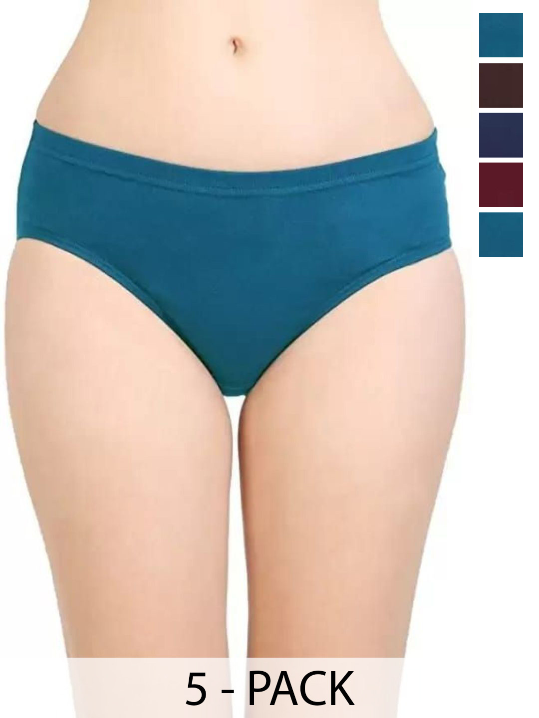 XMER Women Pack Of 5 Cotton Low-Rise Basic Briefs