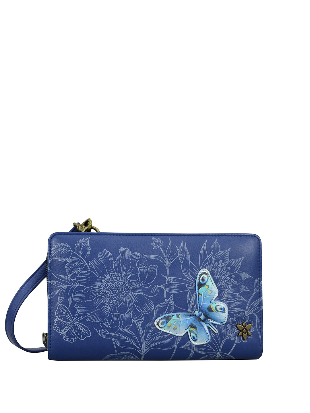 Anuschka Women Garden of Delights Handpainted Leather Crossbody Wallet