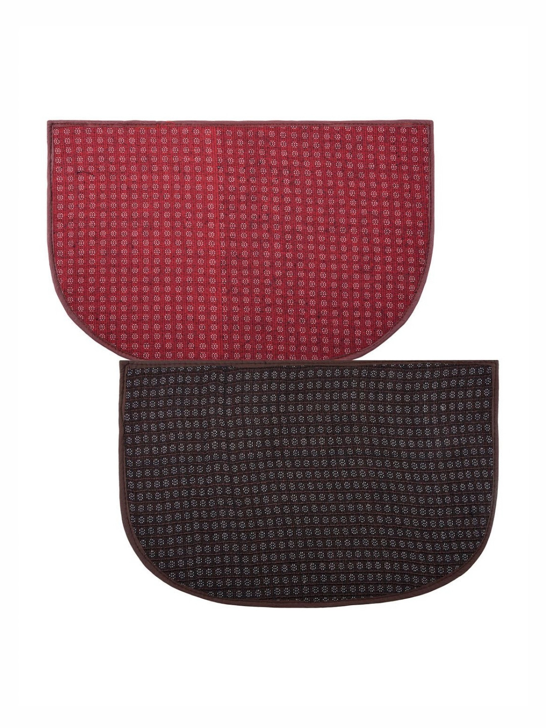 Aura Maroon & Brown 2 Pieces D-Shap Woolen Anti-Skid Doormats