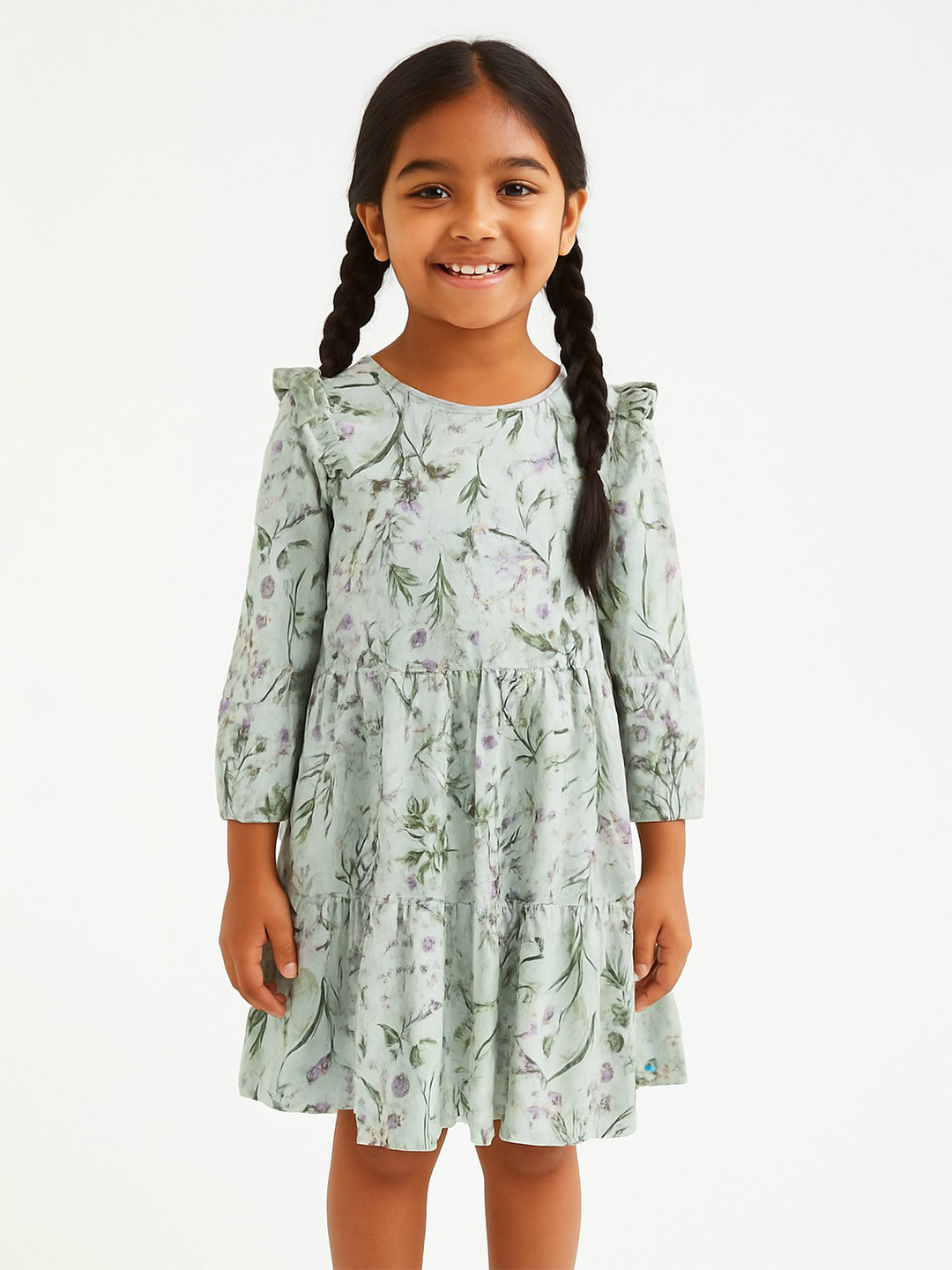 Girl JusCubs Floral Print Puff Sleeve Fit & Flare Dress