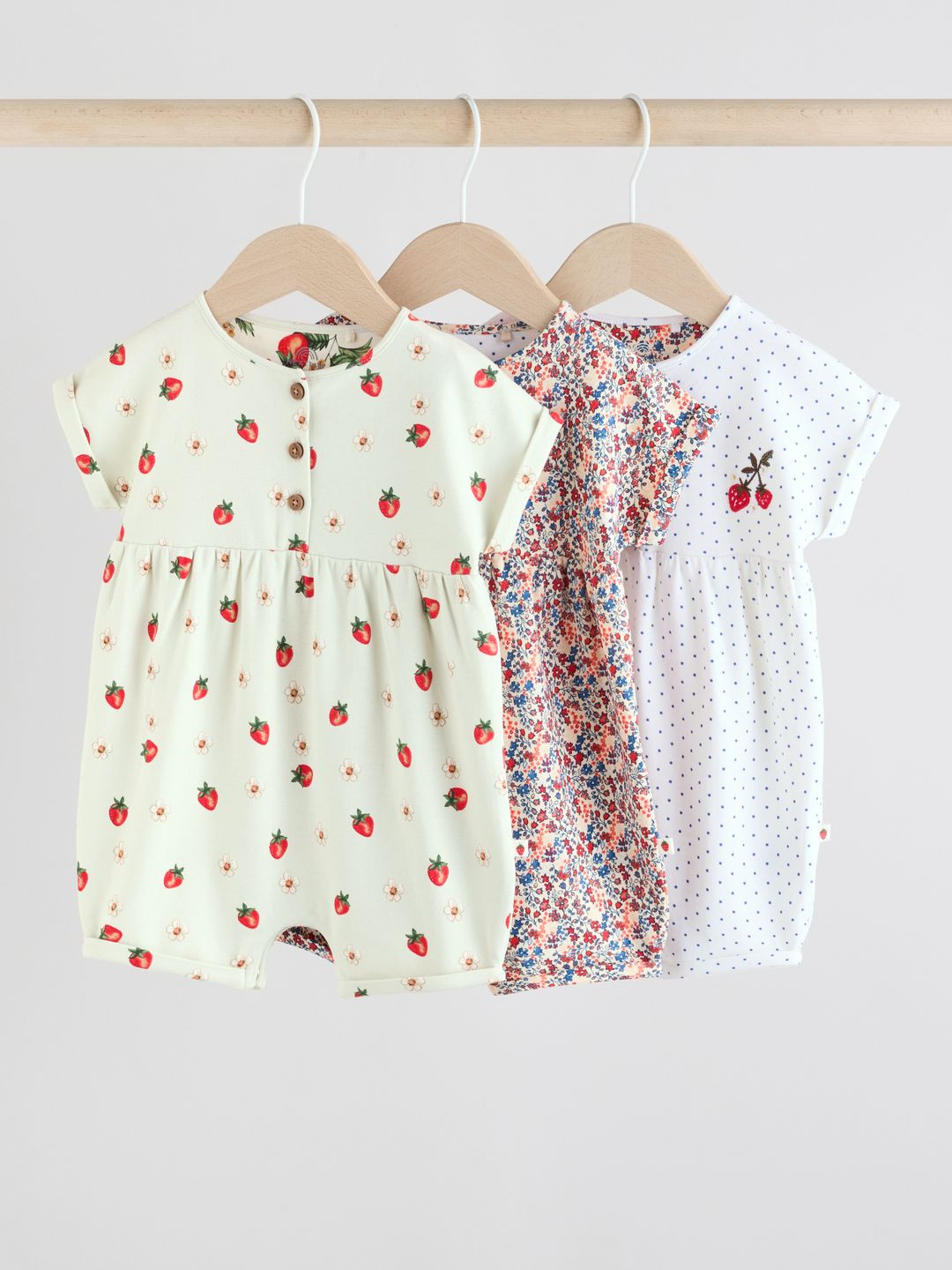 NEXT Set of 3 Infant kids Floral Print Pure Cotton Rompers