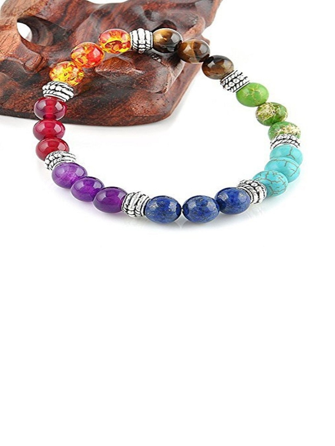 SINDURRI CREATIONS Unisex Multicolored Silver-Plated Elasticated Bracelet
