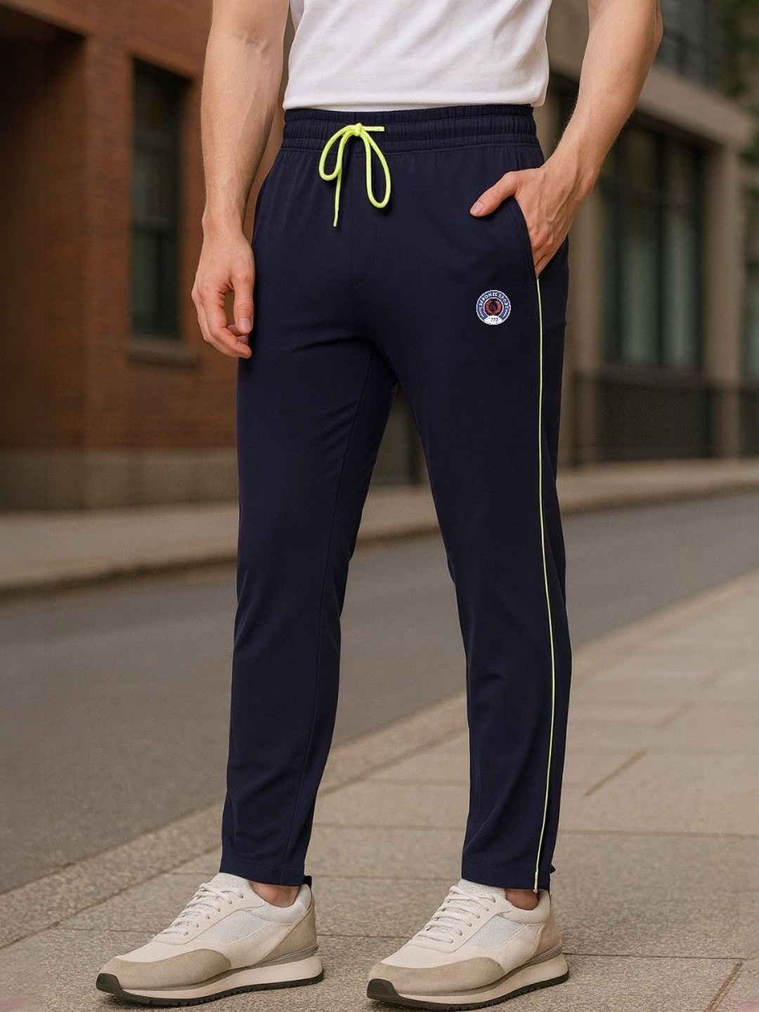 LEE BONEE Men Navy Blue Nylon Dri Fit Track Pants