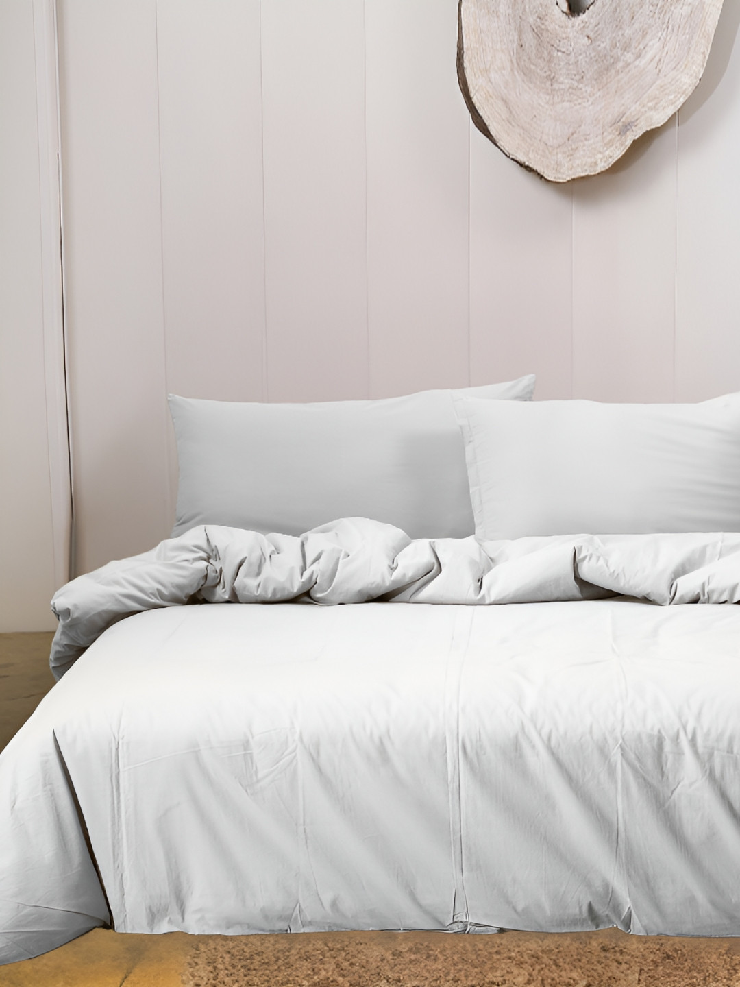 HANDICRAFT PALACE White Cotton 310 TC Double Queen Duvet Cover With 2 Pillow Covers