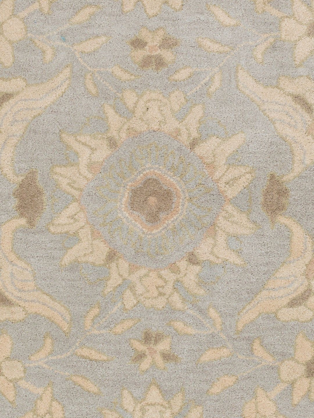 Surya Living Blue Ethnic Motifs Self Design Woollen Anti-Skid Carpet