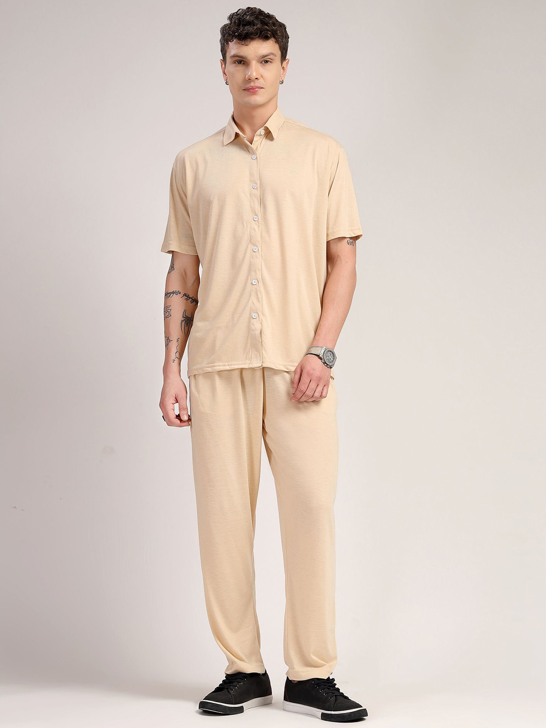 Thomas Scott Relaxed Fit Shirt-Coller Short Sleeve Shirt & Trousers