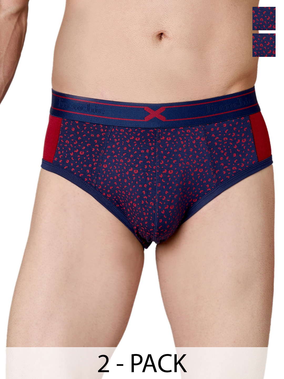 FRENCHIE Men Pack Of 2 Abstract Printed Basic Briefs FR-MI-BF-RAGE-1X5-PGBLU-S-PO2