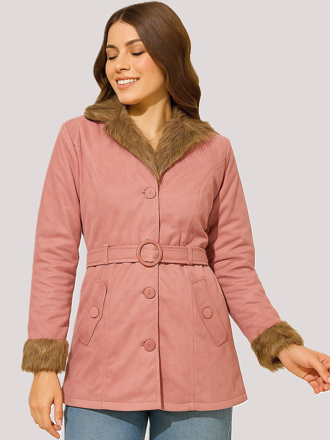 ORIEX THE ORIGINAL FASHION Women Spread Collar Fur Coats