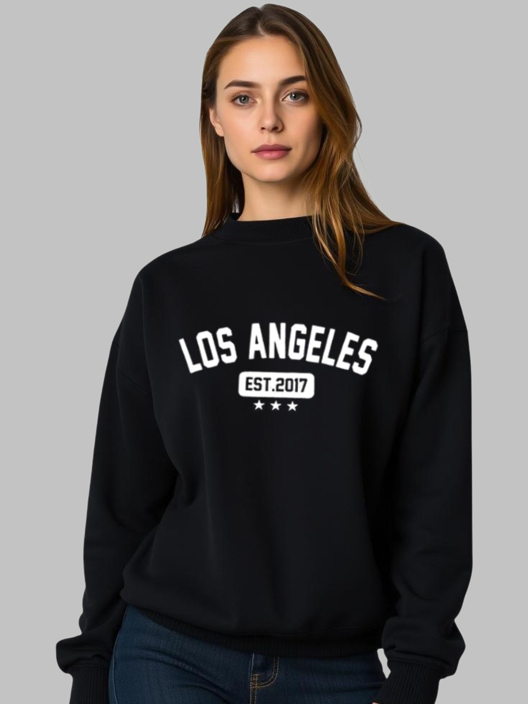 SALUJA FABRICS Women Varsity Printed Sweatshirt