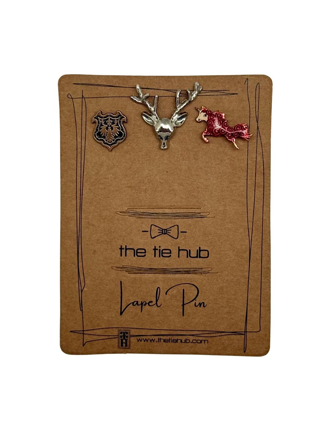 The Tie Hub Men Set Of 3 Horse & Stag Minimal Brooches