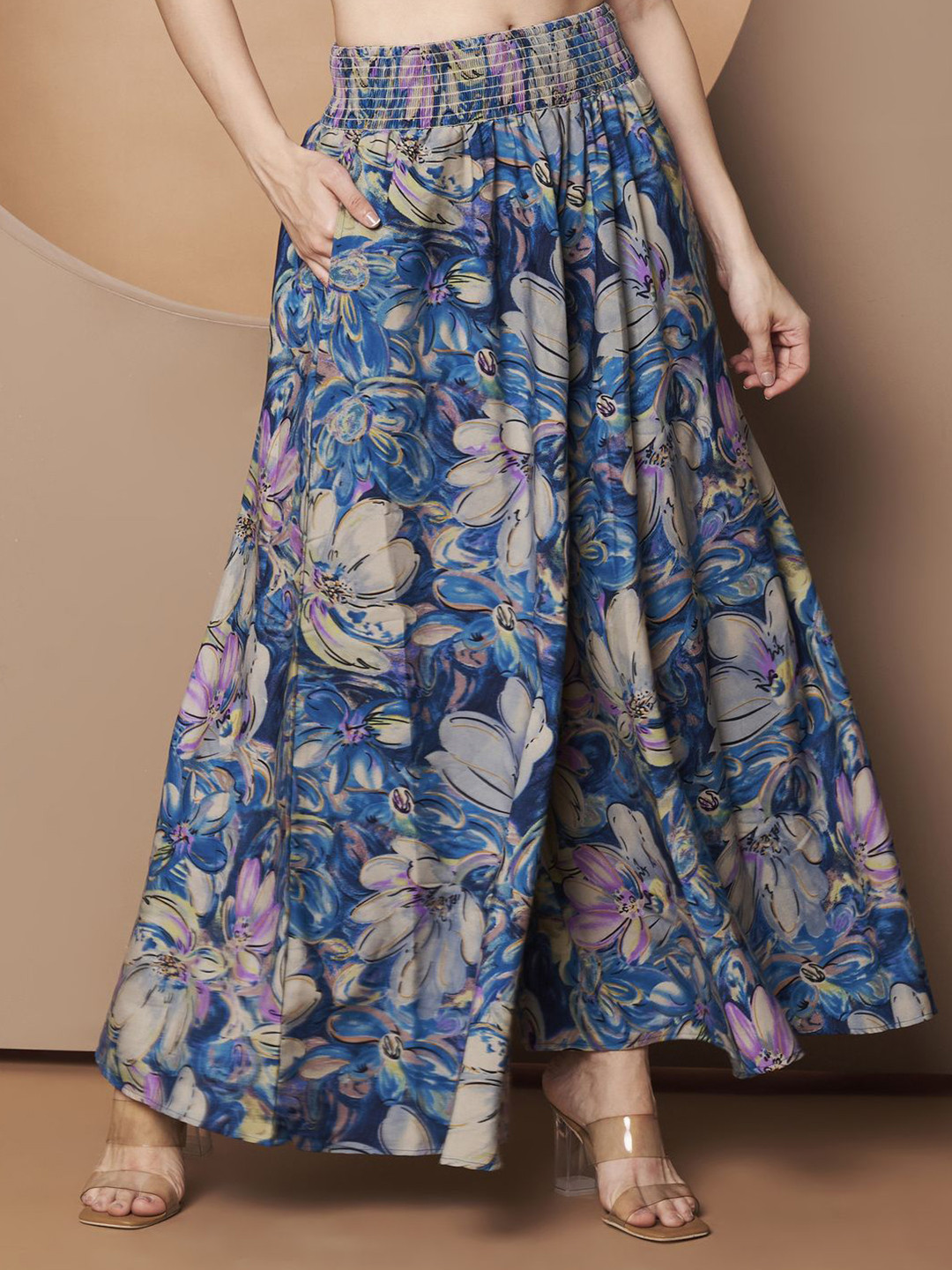 ZWERLON Women Floral Printed Flared Western Palazzos