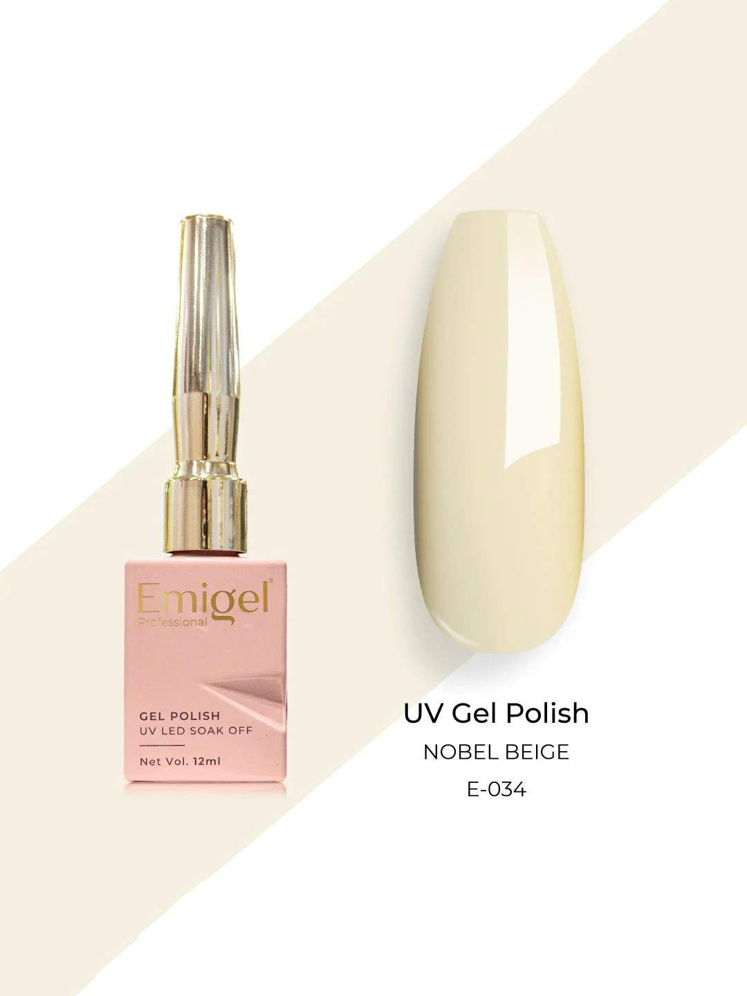 Emigel PROFESSIONAL Long Lasting UV Gel Polish - 12 ml - Nobel Beige - E034