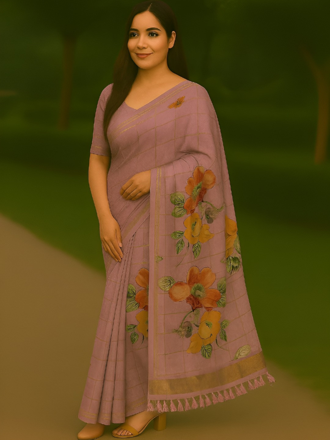 NEE DESIGNSS INAYA Floral Printed Zari Saree