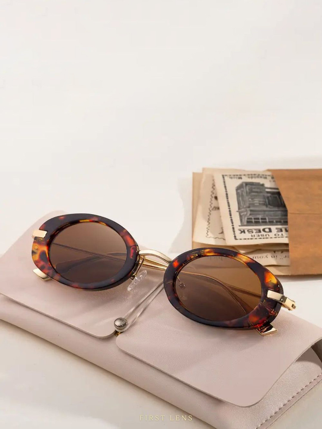 First Lens Unisex Brown Lens & Brown Oval Sunglasses C10322-Leopard