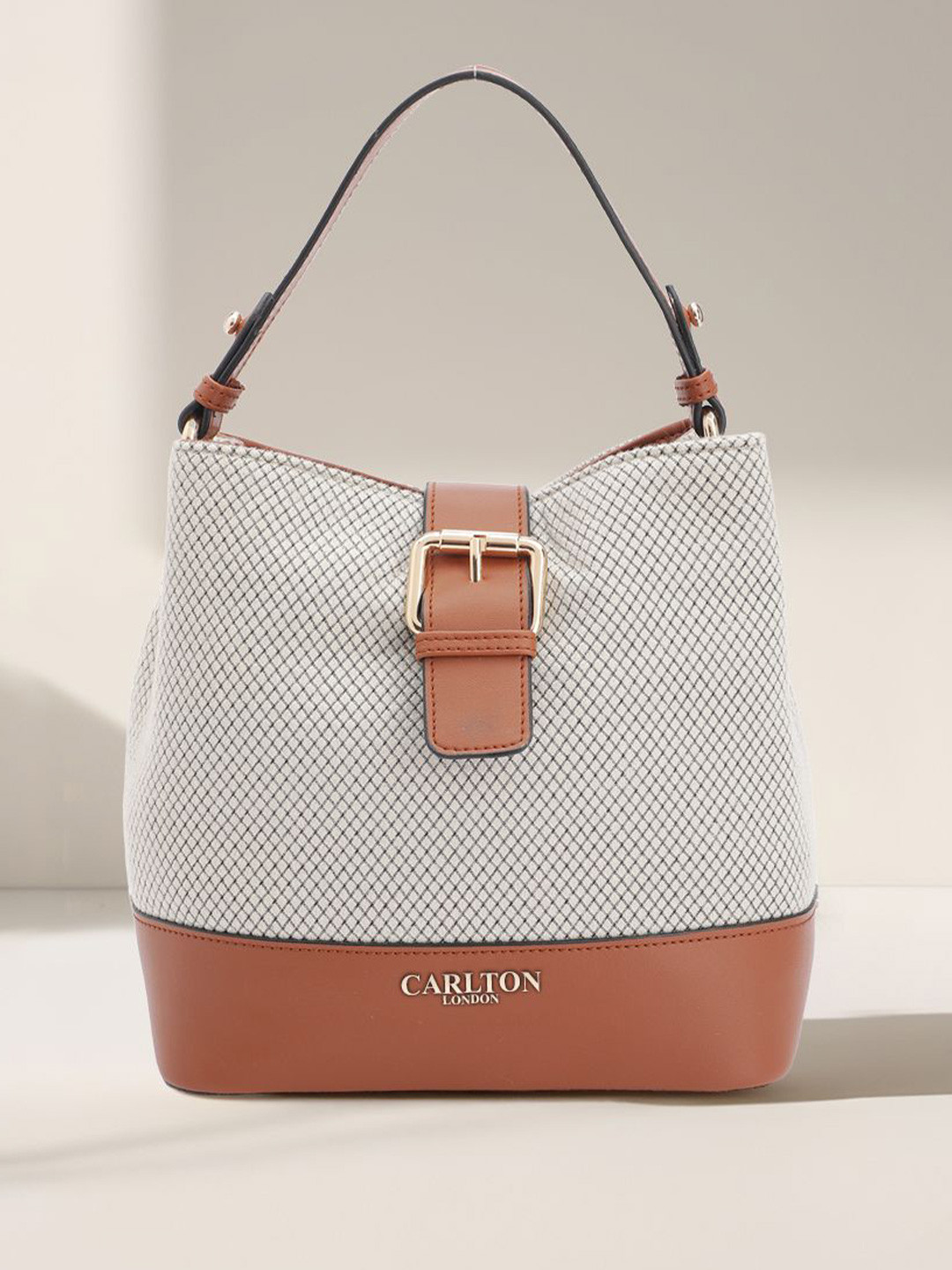 Carlton London Women Textured Shopper Buckle Detail Handheld Bag