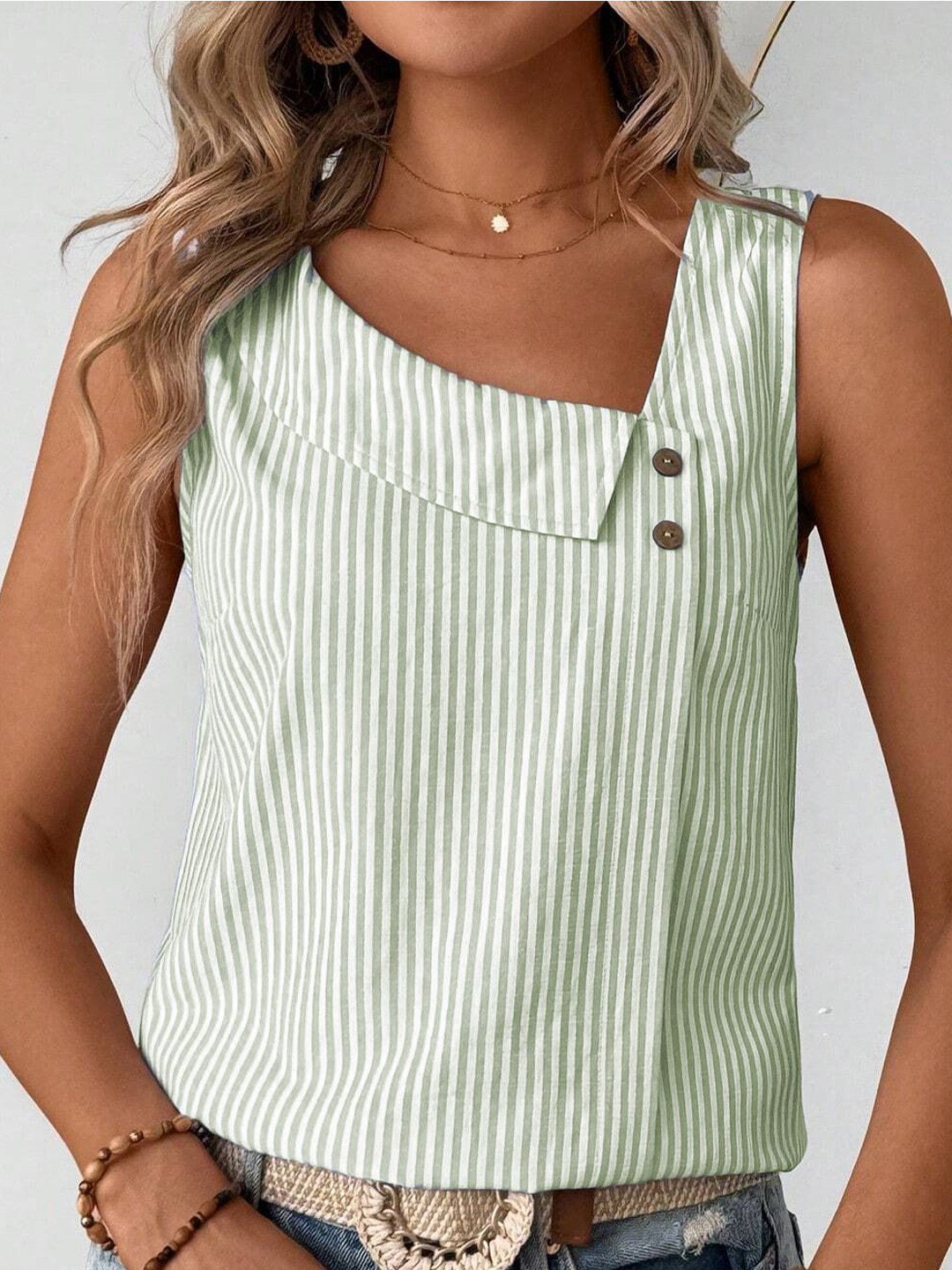 StyleCast Women Striped Sleeveless Tank Top