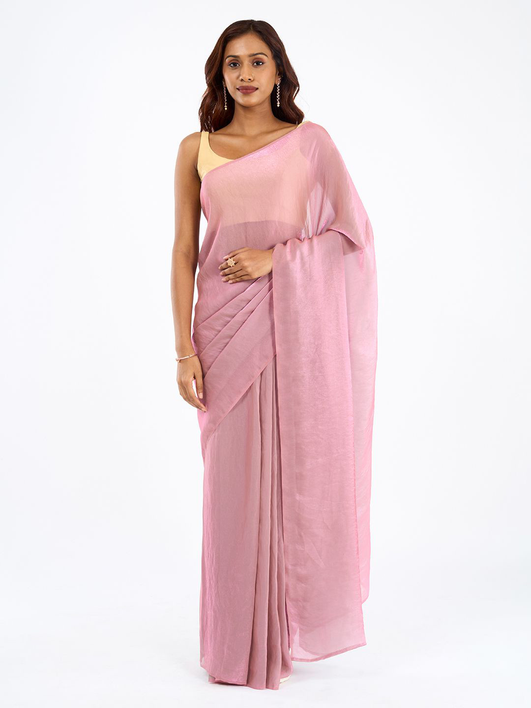 TEEJH Satin Saree With Blouse Piece