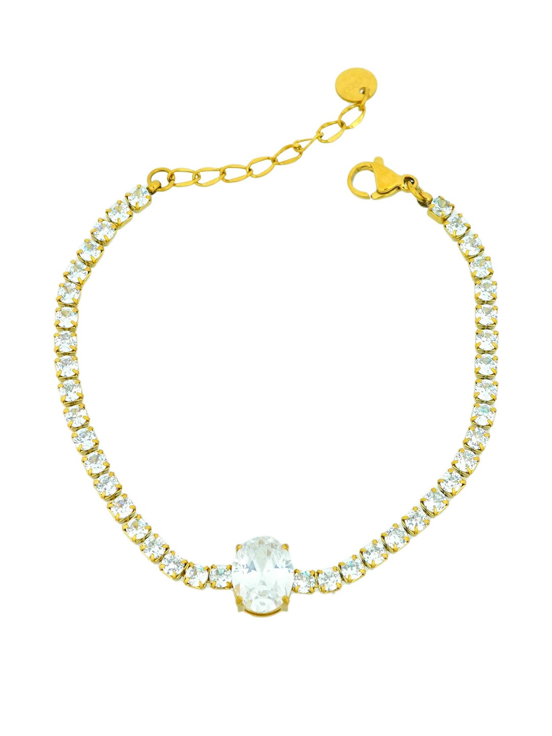 INTERSTELLAR Women White Cubic Zirconia Gold-Plated Stainless Steel Link Bracelet