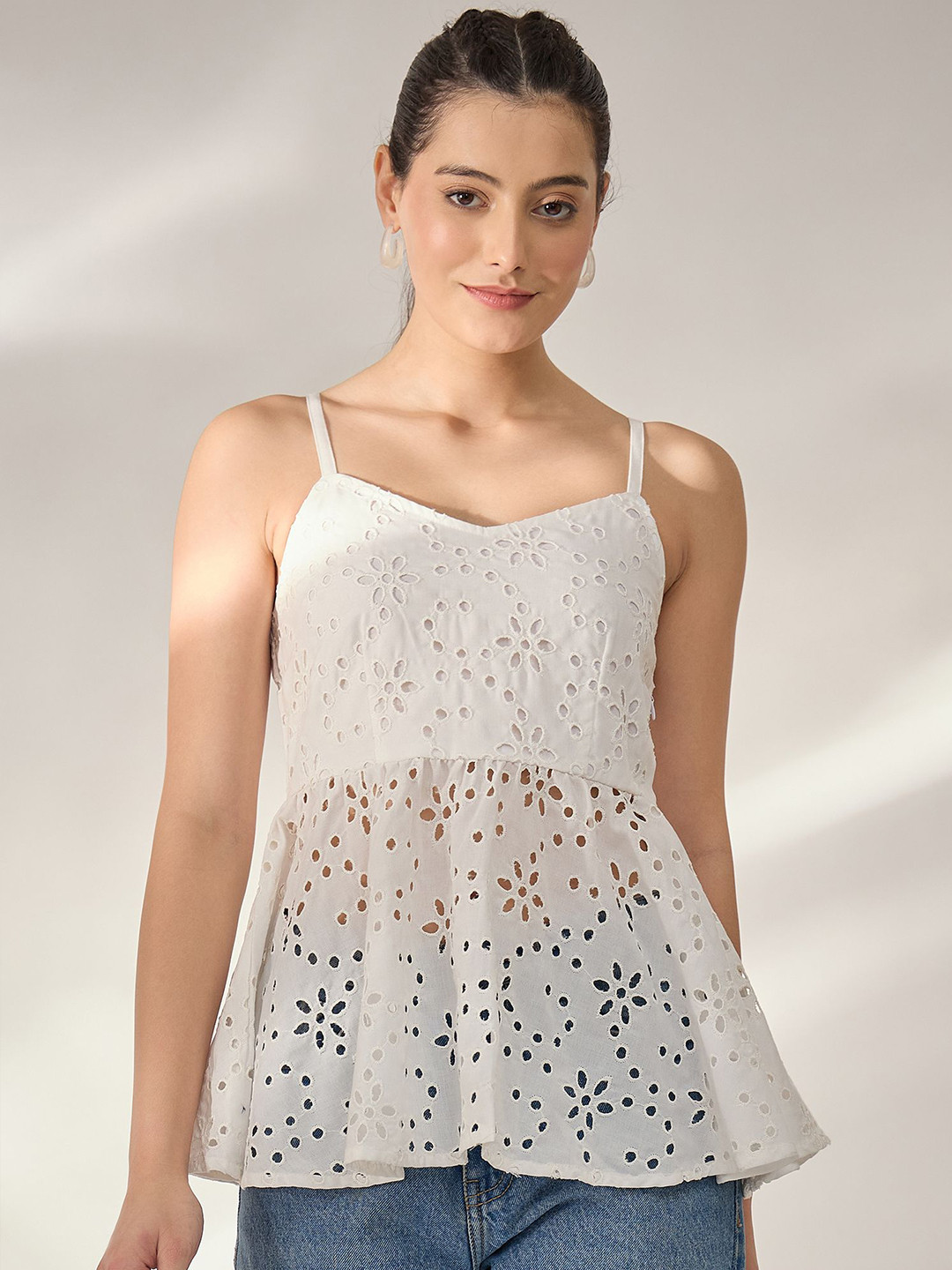 PANIT Women Self Design Solid Gathered or Pleated Empire Regular Top
