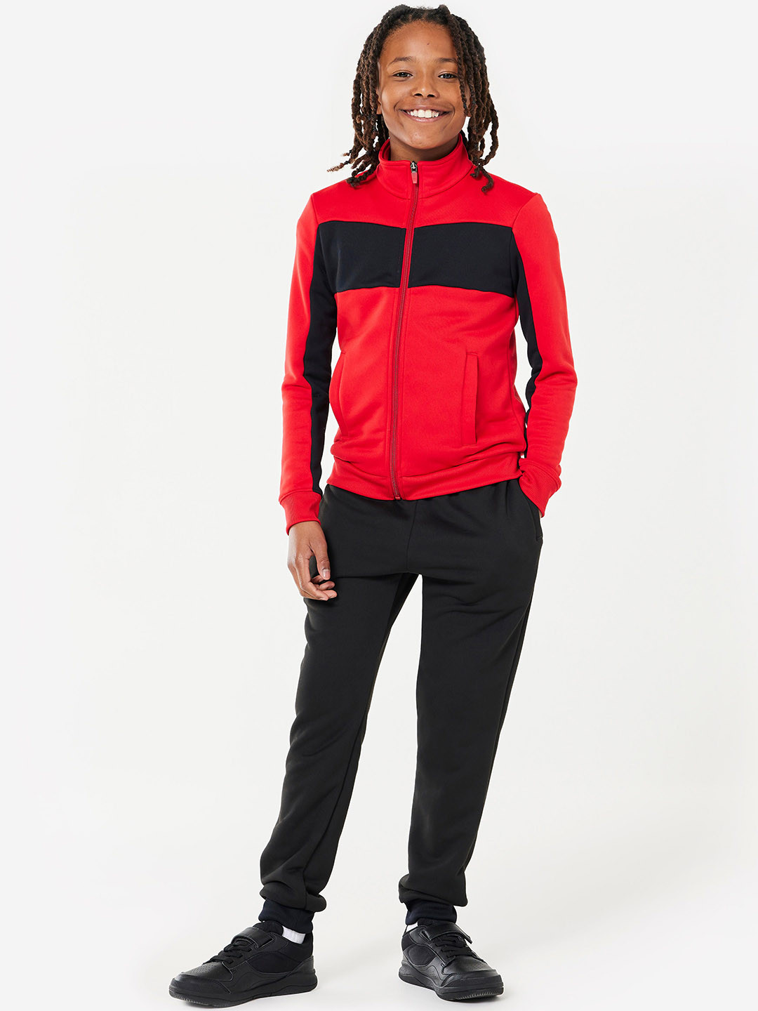 Decathlon Boys Colorblocked Mock Collar Tracksuit