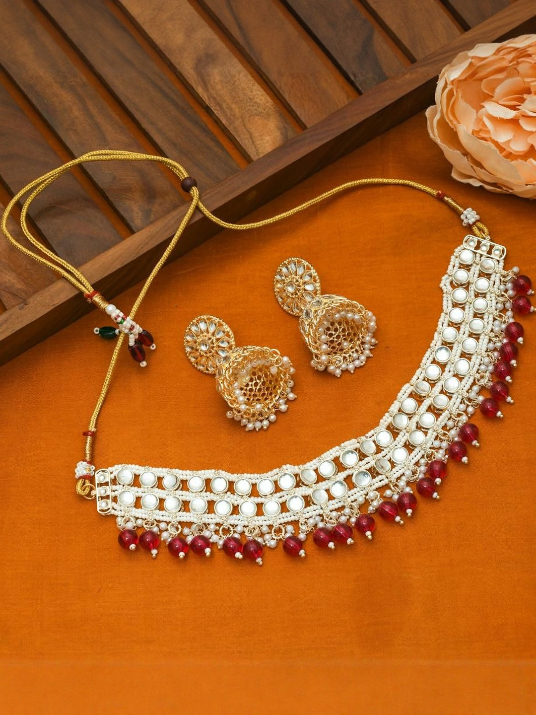 flying beads Maroon Artificial Beads Jewellery Set