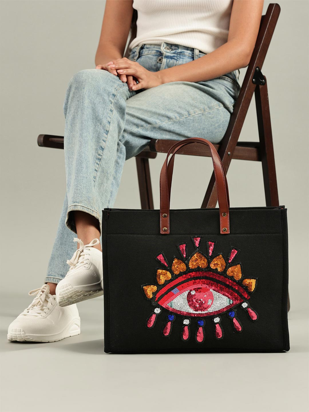 SWIRL Embellished Structured Handheld Bag